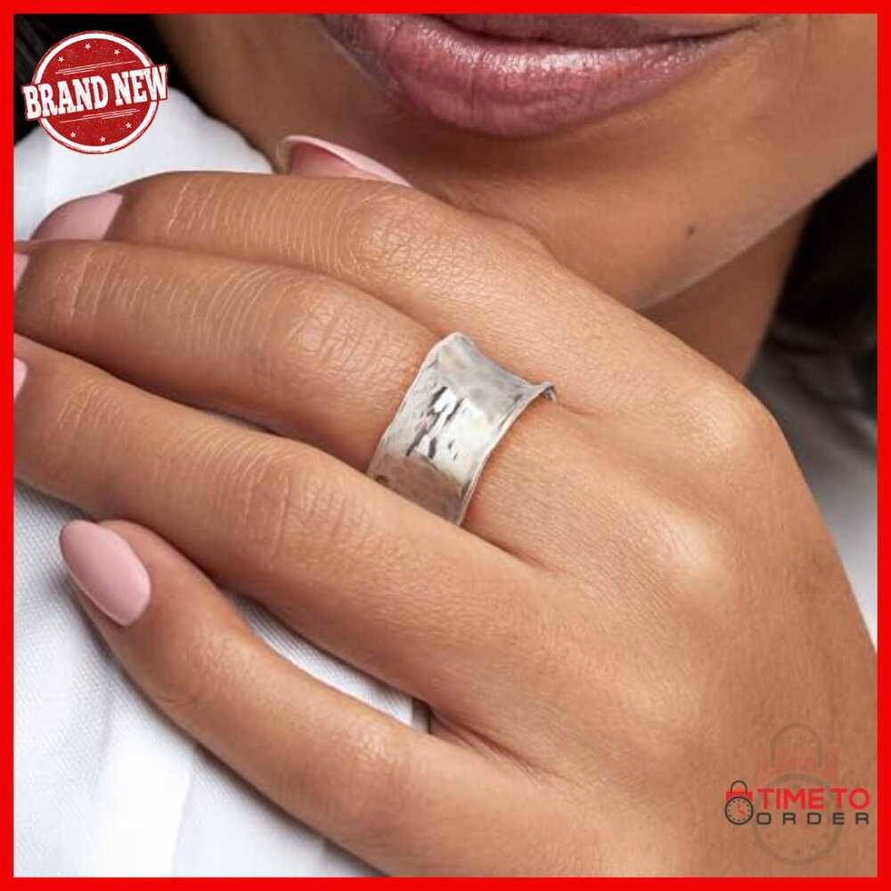 Sterling Silver Hammered Statement Ring Size 5 Wo… - image 2